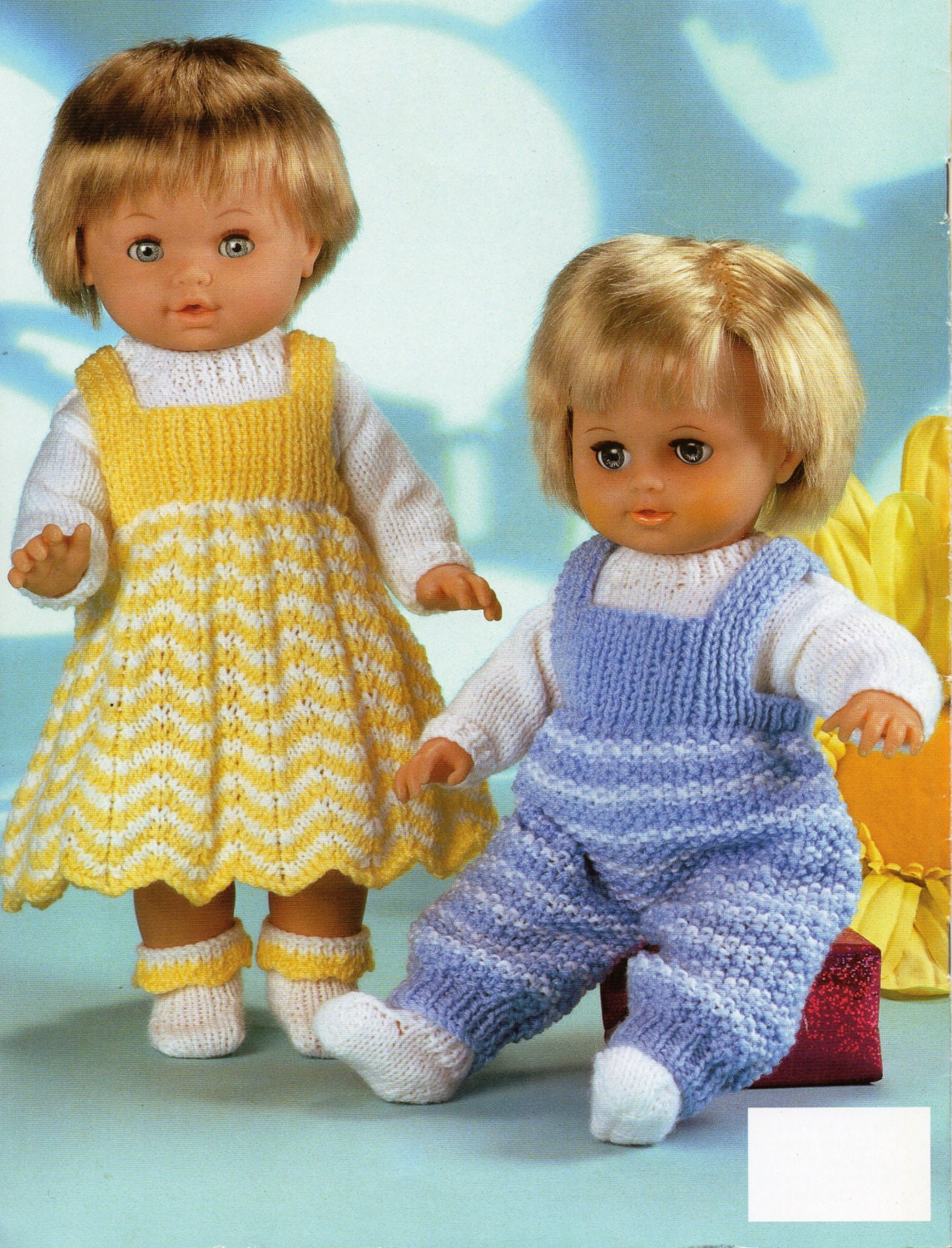 15-18 Baby Dolls Clothes Knitting Pattern PDF Dress Romper Dungarees Overalls Sweater Socks Outfit 12-14 19-22 inch