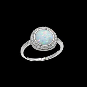 Fire Opal /White Spahire Accents,Cocktail Ring .925 Sterling Silver Sizes 5-6-7-8-9