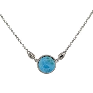Larimar Necklace 100% Natural  12mm  925 STERLING SILVER