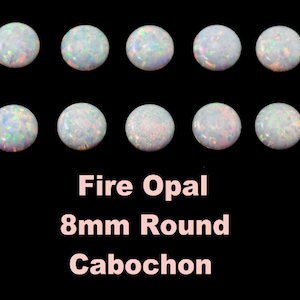 White Opal. AAA Lab Created. 8mm Round Cabochon 10 Stones.(US SELLER)