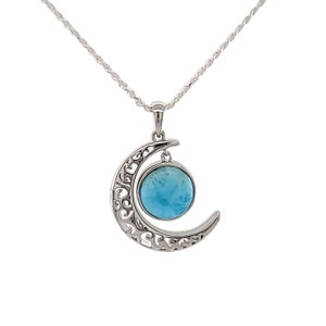 Larimar 10mm P.Cana Blue Moon Pendant  .925 Sterling Silver