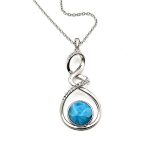 Collar de calidad LArimar Absolut azul AAA .925 plata de ley #12