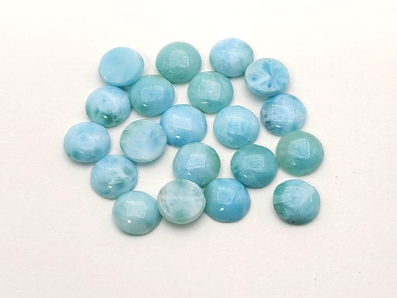 ラリマー8mm Larimar Genuine Twenty (20) 8mm Round Flat Back Cabochons