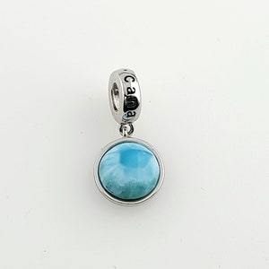 Larimar 10mm Radiant Heart Puta Cana European Beads Fit Pandora bracelet .925 Sterling Silver