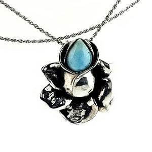 Larimar 12X10 Pear Rose Of The Caribbean .925 Sterling Silver (Brand New Style) Video