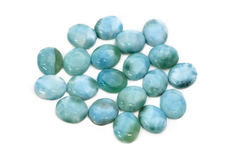 LARIMAR 12X10mm Oval Cabochon 100% Natural, Lot Of 20 Stones Under Wholesale image 1