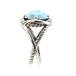 Larimar 10mm 100% Natutal Infinity Ring .925 Sterling Silver, image 4