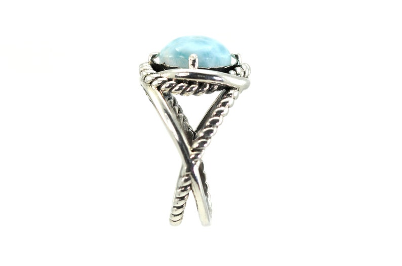 Larimar 10mm 100% Natutal Infinity Ring .925 Sterling Silver, image 4