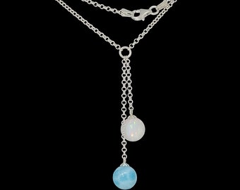 Larimar White Opal 10mm AAA Spheres Happy Hour Necklace .925 Sterling Silver