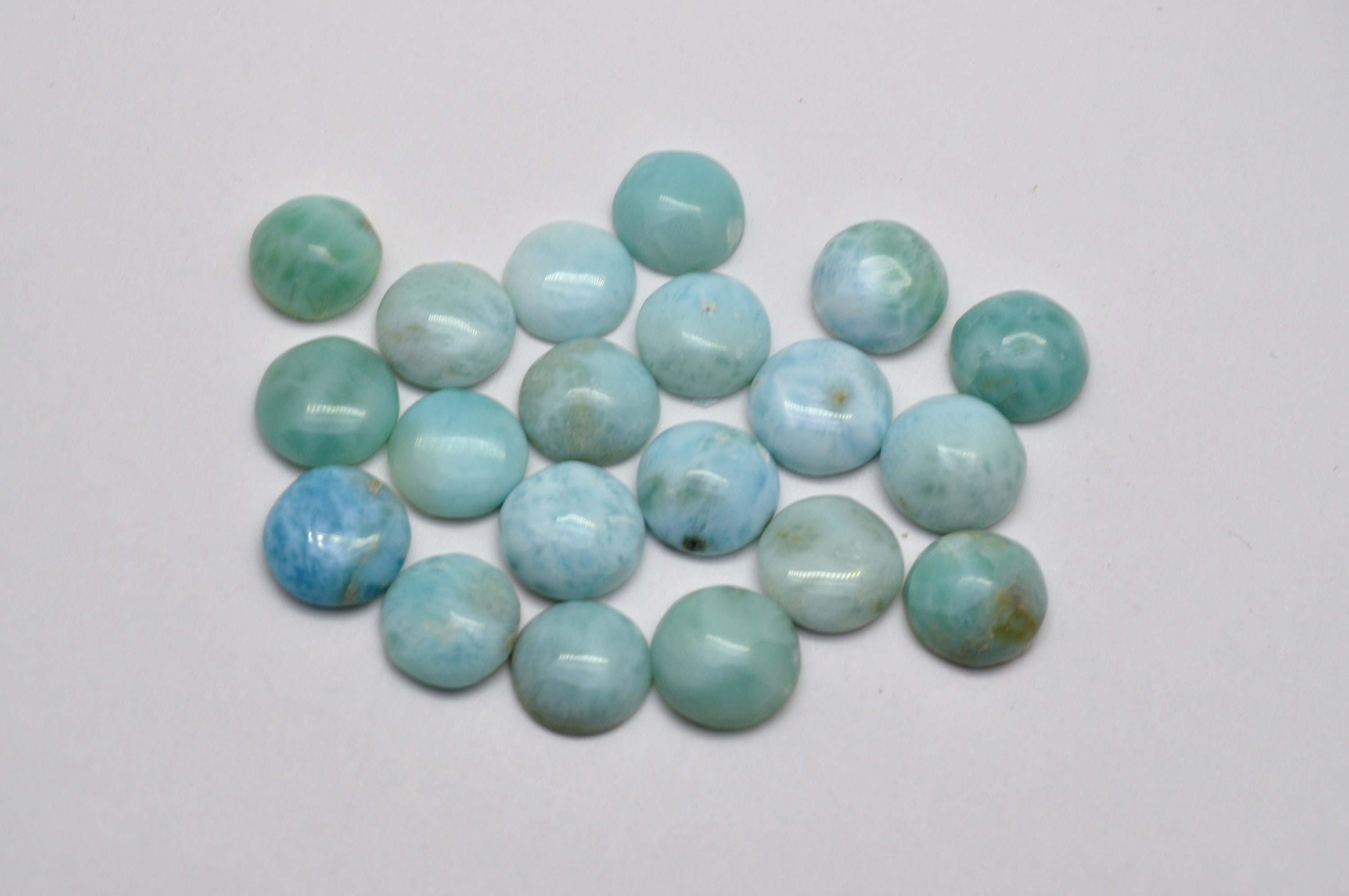 Larimar Genuine 100/% Natural 10mm Cabochon .925 Sterling Silver Stud Earrings