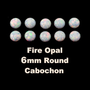 Fire Opal Loose. AAA Lab Created. 6mm Round Cabochon 10 Stones.(US SELLER)