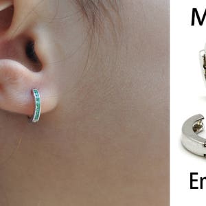 Baby's Huggie Hoop Earrings (Choose your Birthstone).925 Sterling Silver