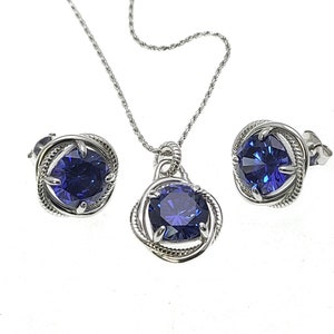 Tanzanite 10mm Infinity Earrings And Necklace Set  .925 Sterling Silver  (New Style)