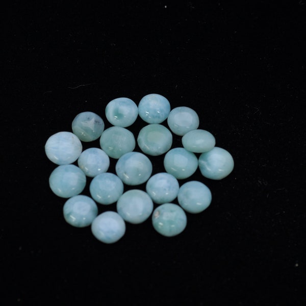 LARIMAR Genuine 8mm Round Flat Back 20 Stones Cabochon (Under S2.00  A Stone)