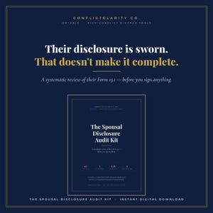 Ontario Divorce Spousal Disclosure Audit Kit, Form 13.1 Review, Hidden Assets, Certified Divorce Coach
