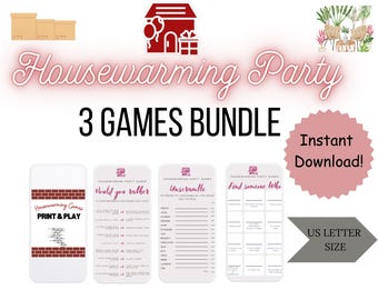 Housewarming Party Games Bundle, Fun Activities (Printable)