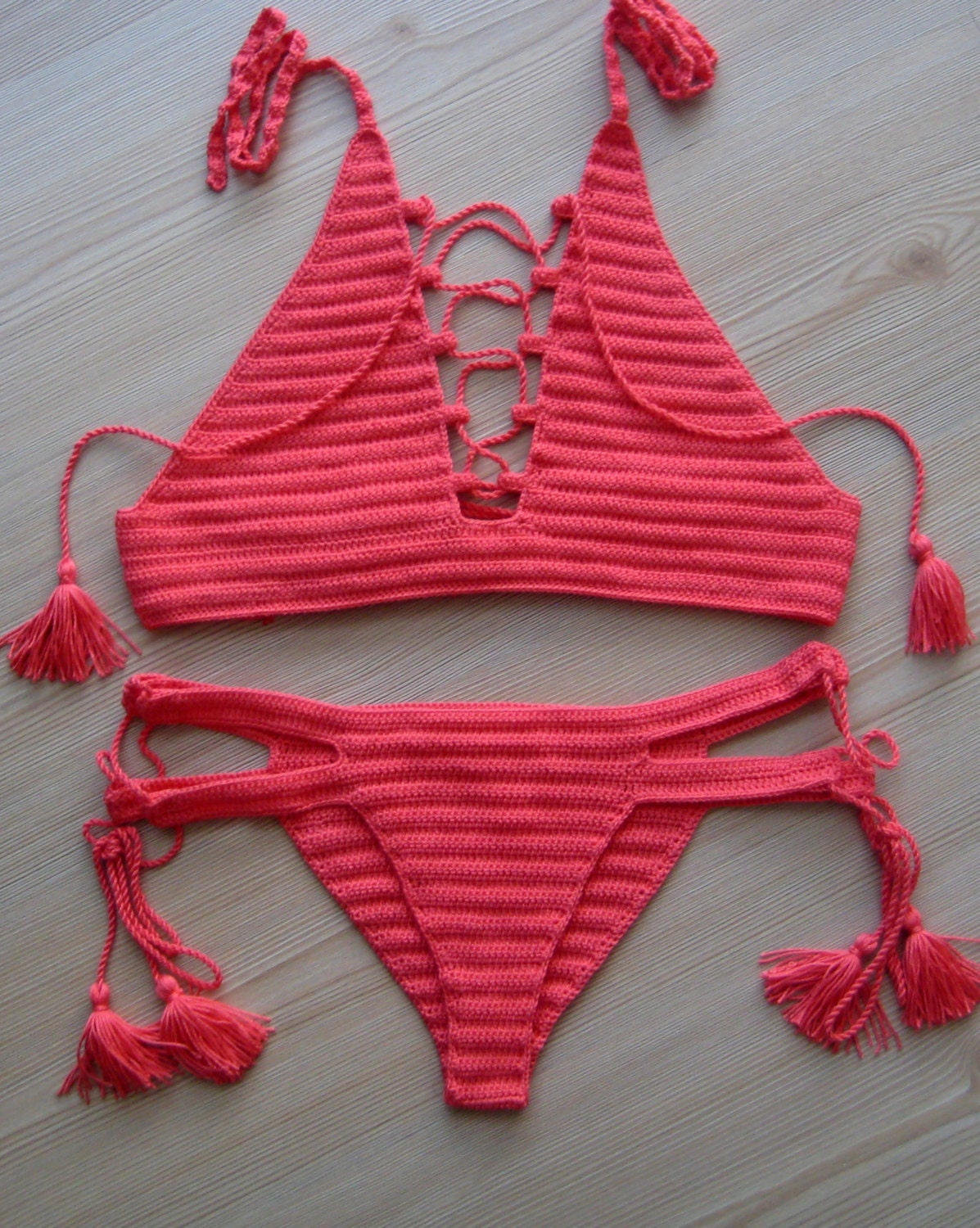 Crochet Bikini Coral Women Swimsuit Women Swimwear Beach | Etsy