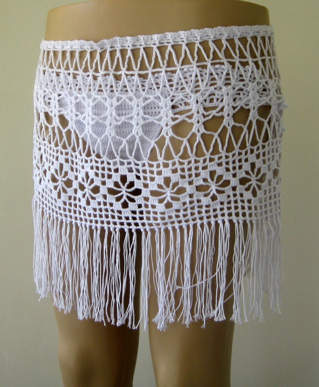 White Color crochet skirt crochet cover up women pareo Etsy