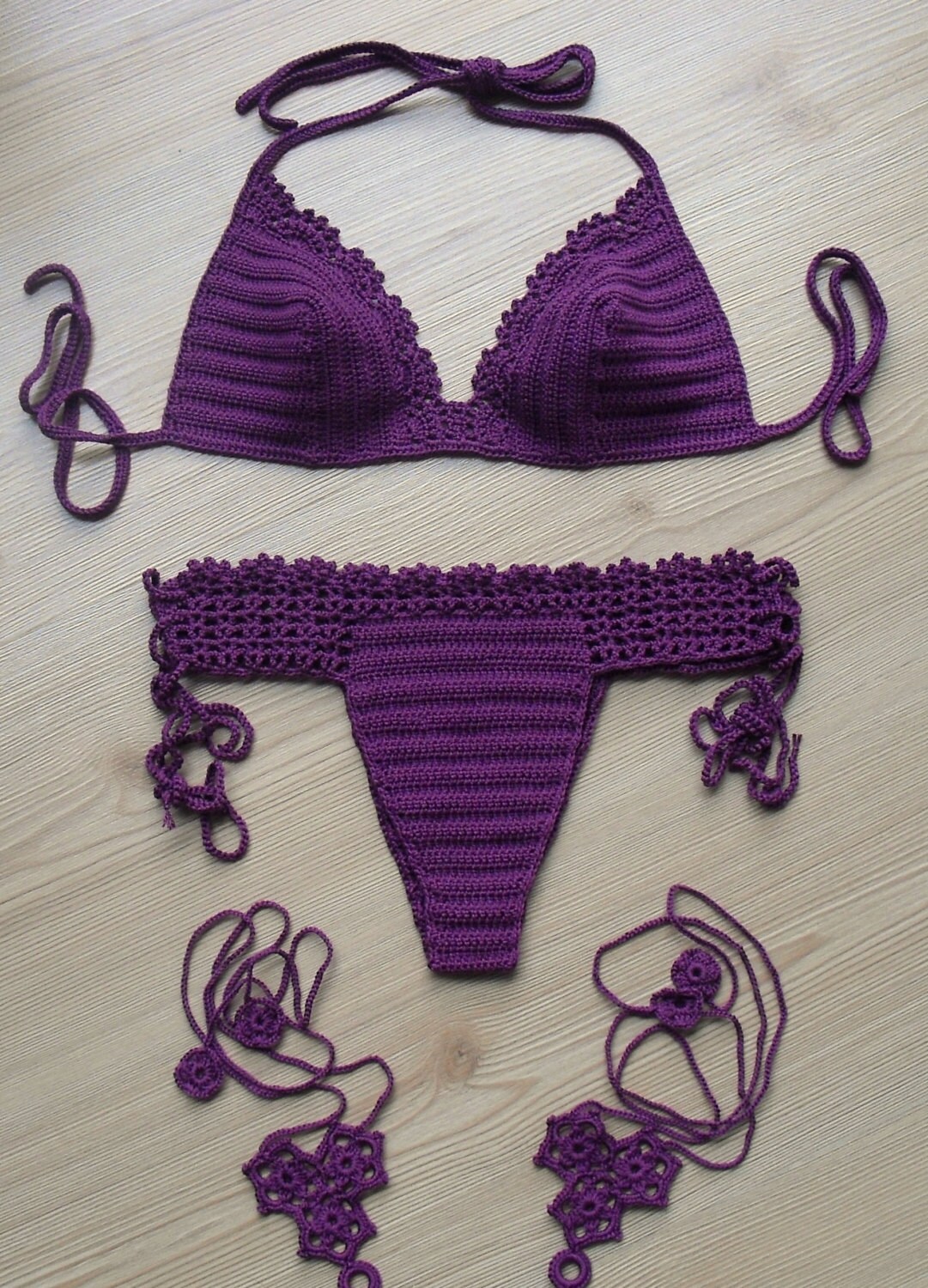 EXPRESS SHIPPING Crochet Bikini Purple Women Swimwear Women