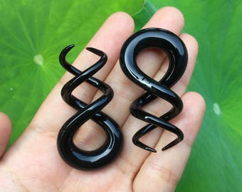 1 Pair (2 Pieces) Black Cork Screw Spirals