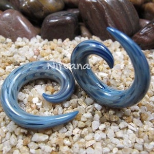 1 Pair (2 Pieces) Exotic Dark Blue Earth Glass Classic Spirals