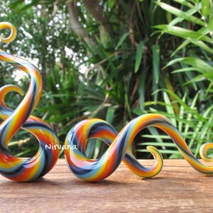 1 Pair (2 Pieces) Rainbow Classic Twist Pattern Glass Curly Note Shapes