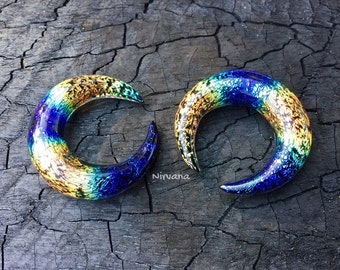 1 Pair (2 Pieces) Aquatic Rainbow Dichroic Glass Septum Pinchers