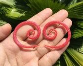 1 Pair (2 Pieces) Cherry Red Pink Super Spiral Gauges 10g 8g 6g 4g 2g 0g 00g 7 16 quot 1 2 quot 9 16 quot 5 8 quot 3 mm 4 mm 5 mm 6 mm 8 mm - 16 mm