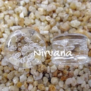1 Pair (2 Pieces) Clear Bubble Plugs Pyrex Glass