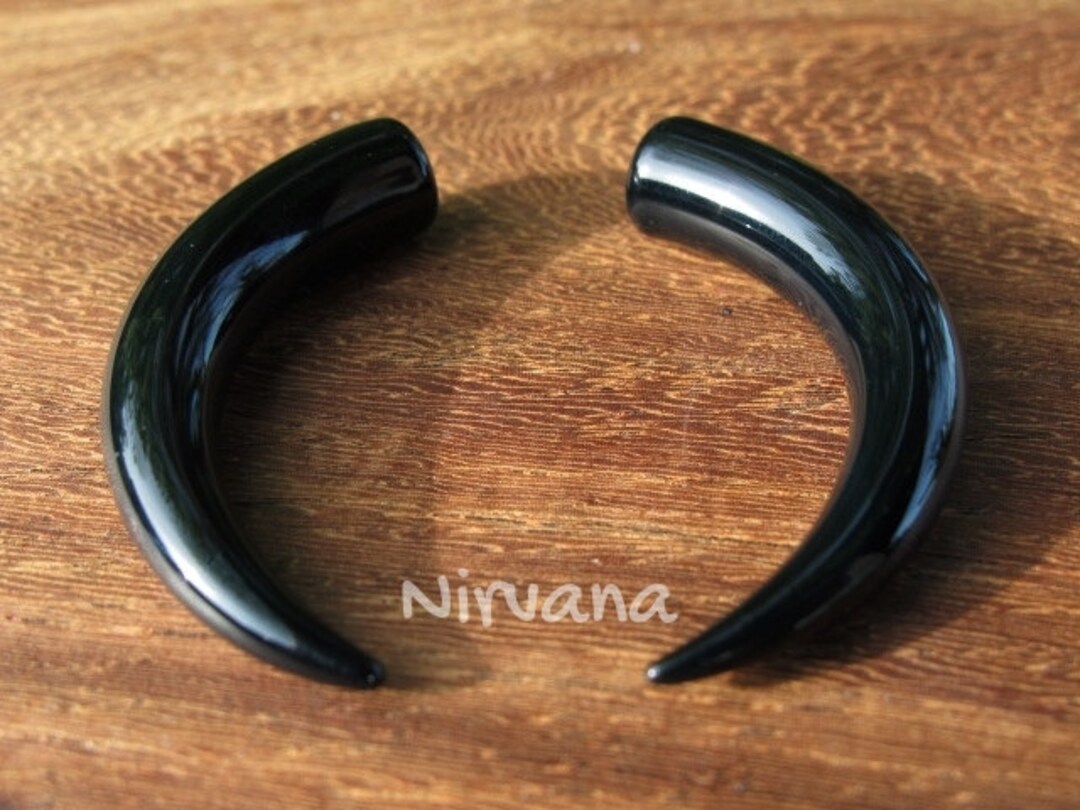 1 Pair 2 Pieces Solid Color Black Glass Tusks - Etsy