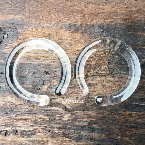 1 Pair (2 Pieces) Nirvana's Clear Glass Hoops