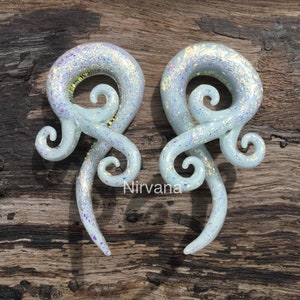1 Pair (2 Pieces) - Pearlescent Dichroic "GRAY" Glass Bonita Spirals
