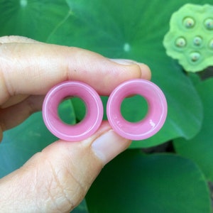 1 Pair (2 Pieces) Pink Tunnels Pyrex Glass Gauges