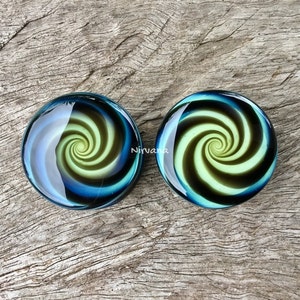 1 Pair 2 Pieces Nirvana Hypnotic Swirl Plugs Pyrex Glass Bild 4