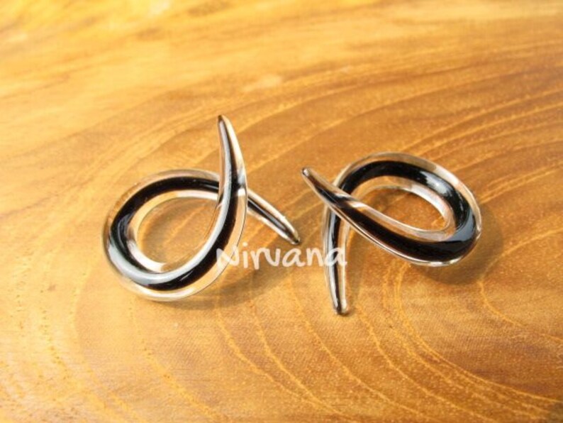 1 Pair 2 Pieces Solid Color Encased Black Single Twist Ear Shapes Spirals Bild 2