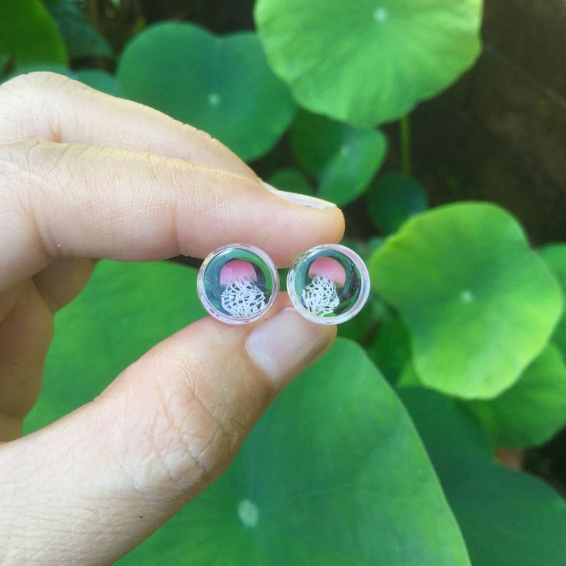 1 Pair 2 Pieces Pink Pyrex Glass Jellyfish Plugs image 5