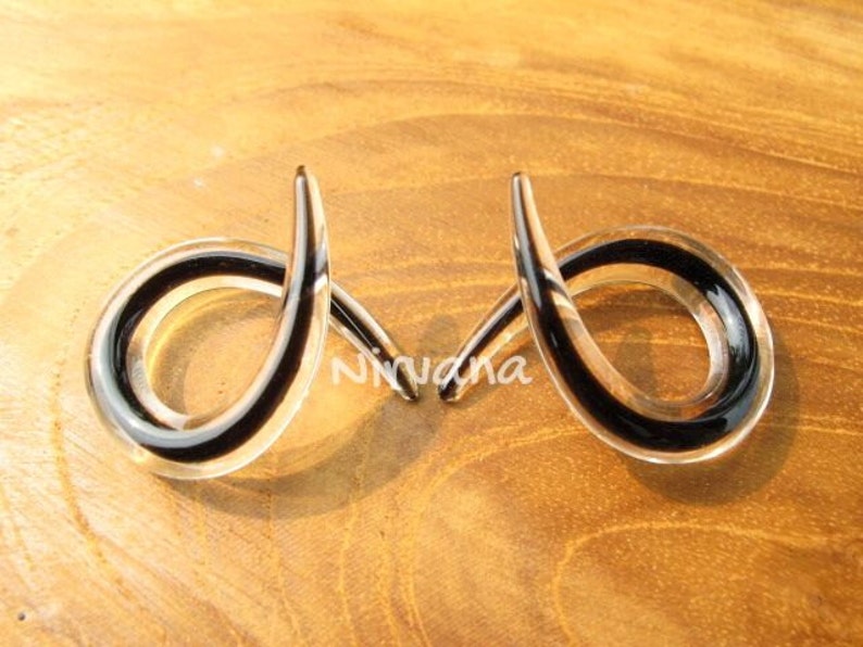 1 Pair 2 Pieces Solid Color Encased Black Single Twist Ear Shapes Spirals Bild 3