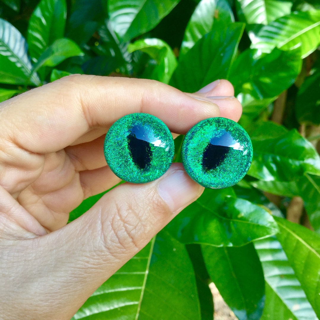 1 Pair 2 Pieces Dichroic Green Cat Eye Plugs Pyrex Glass Etsy Canada