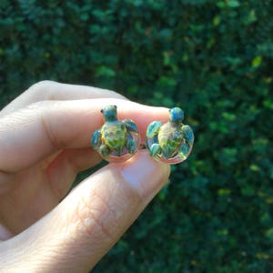 1 Pair 2 Pieces Earth Turtles Pyrex Glass Plugs image 6