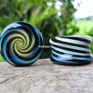 1 Pair 2 Pieces Nirvana Hypnotic Swirl Plugs Pyrex Glass Bild 3