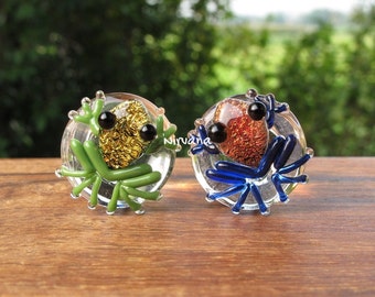 1 Pair (2 Pieces) Custom Pair of Dichroic Poison Tree Frog Plugs