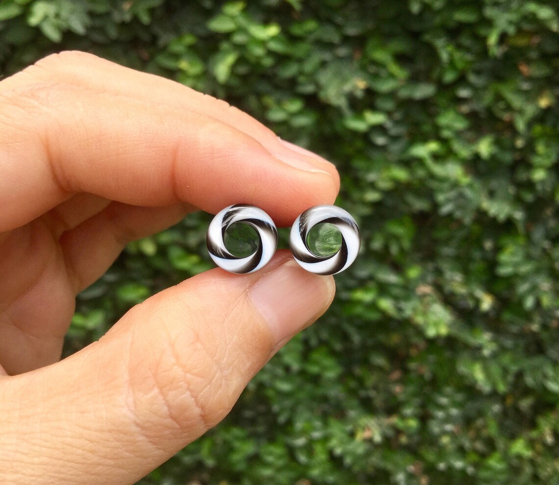 Black & White Illusion Tunnel Glass Plugs 6g 4g 2g 0g 00g Etsy