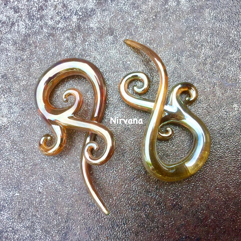 1 Pair 2 Pieces Real Silver/Gold Color Glass Bonita Spirals image 5