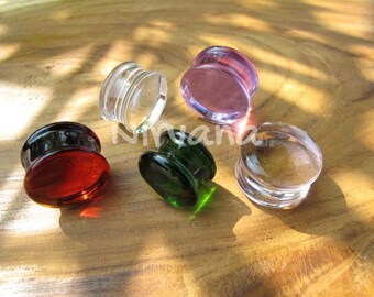 1 Pair (2 Pieces) - Custom Solid Color Glass Plugs