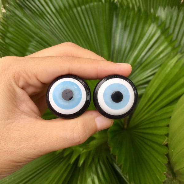 1 Pair (2 Pieces) Pyrex Glass Evil Eye Plugs