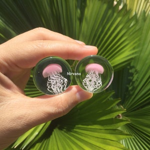 1 Pair 2 Pieces Pink Pyrex Glass Jellyfish Plugs image 8