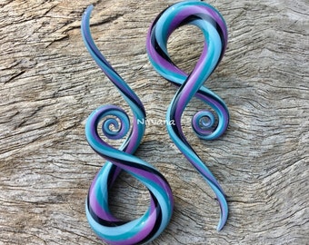 1 Pair (2 Pieces) Black/Sky Blue/Aqua/Mauve Glass Note Shapes