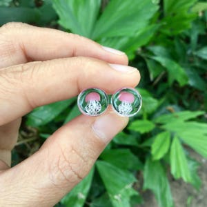 1 Pair 2 Pieces Pink Pyrex Glass Jellyfish Plugs image 6