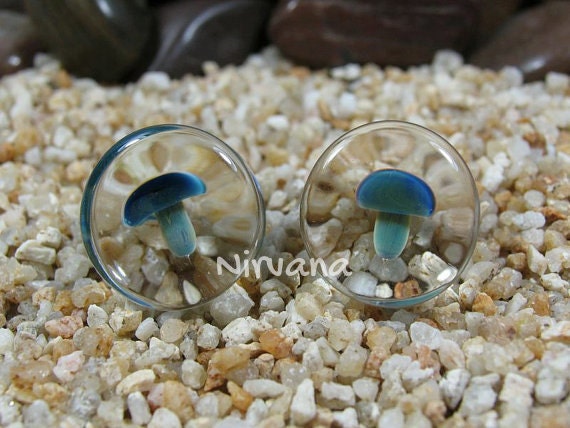 thumbnail image 2 of Glow In The Dark Speckled Glass Plugs | Glass Gauges | Glow Plugs 2 of 10
