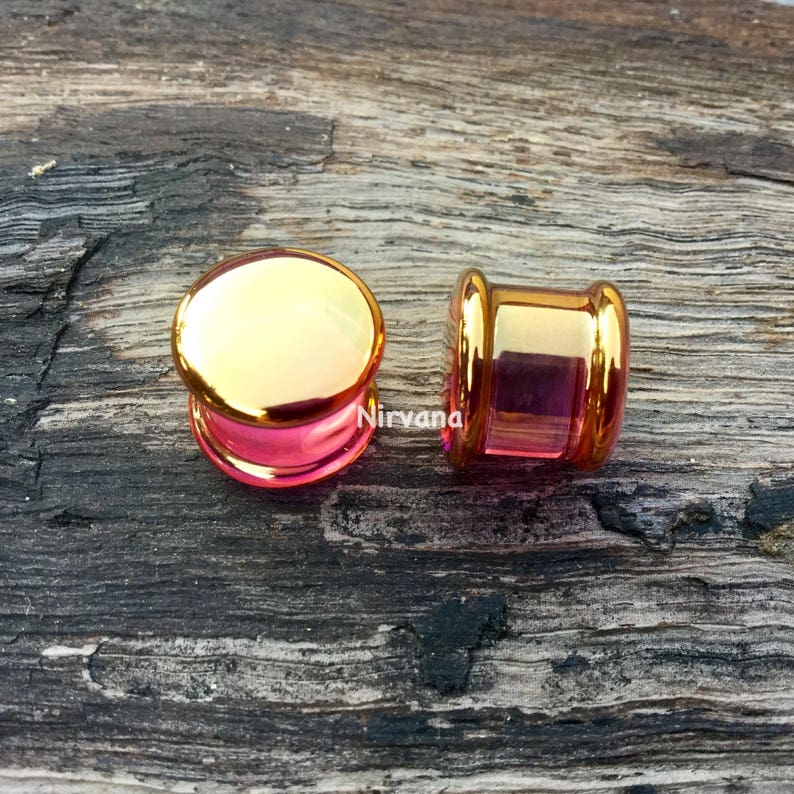Real 24 Karat Ruby Gold Colored Glass Ear Plugs 10g 8g 6g 4g Etsy